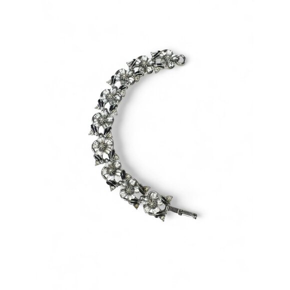 Judy Lee Vintage Floral Crystal Necklace Bracelet & Clip-On Earrings Set - Picture 6 of 16